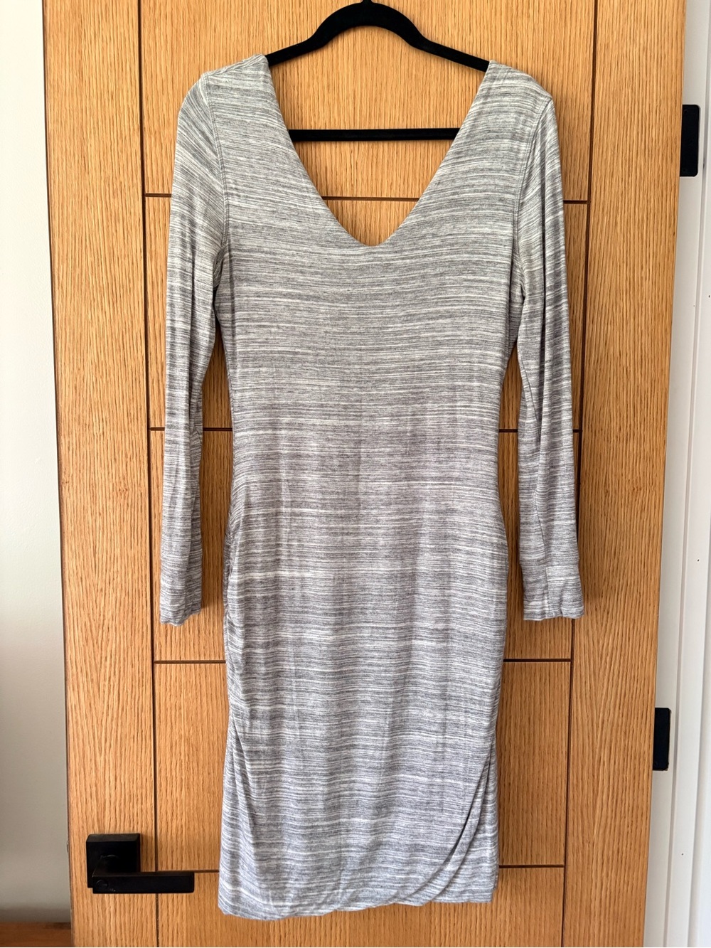 Banana Republic Heather Gray Long Sleeve Double V-Neck Dress